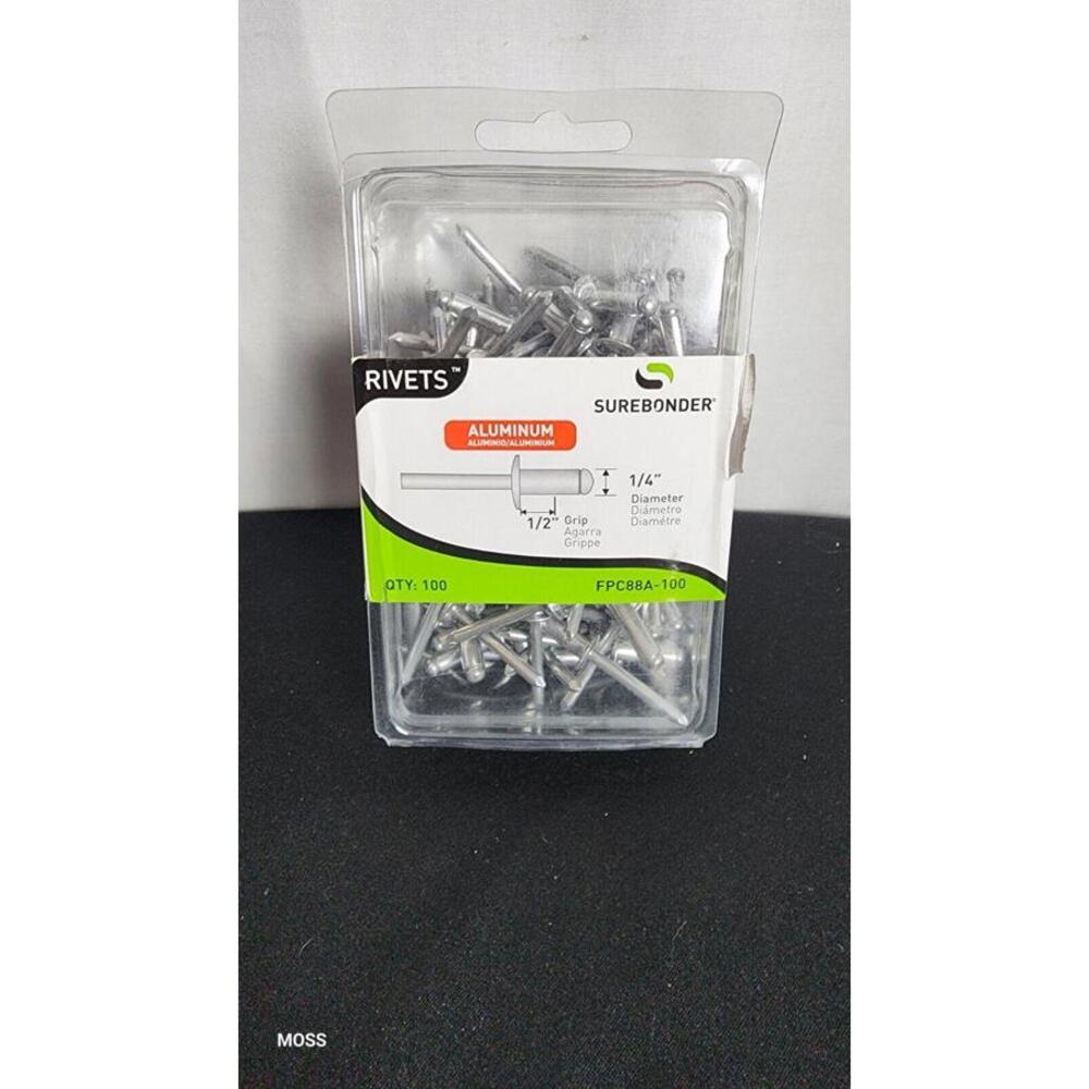 FPC88A-100 Long Aluminum Rivets - 1/4" Diameter, 1/2" Grip / 100 Count
